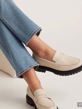 NIB Quince Cream Loafer with Black Lug Sole